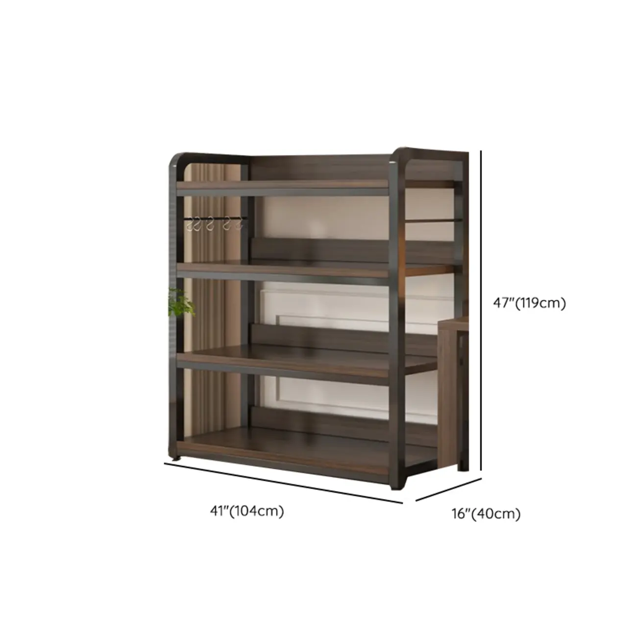 Black Wood Top Etagere Open Back Bookcase Steel Frame Image - 40 | homeyfad