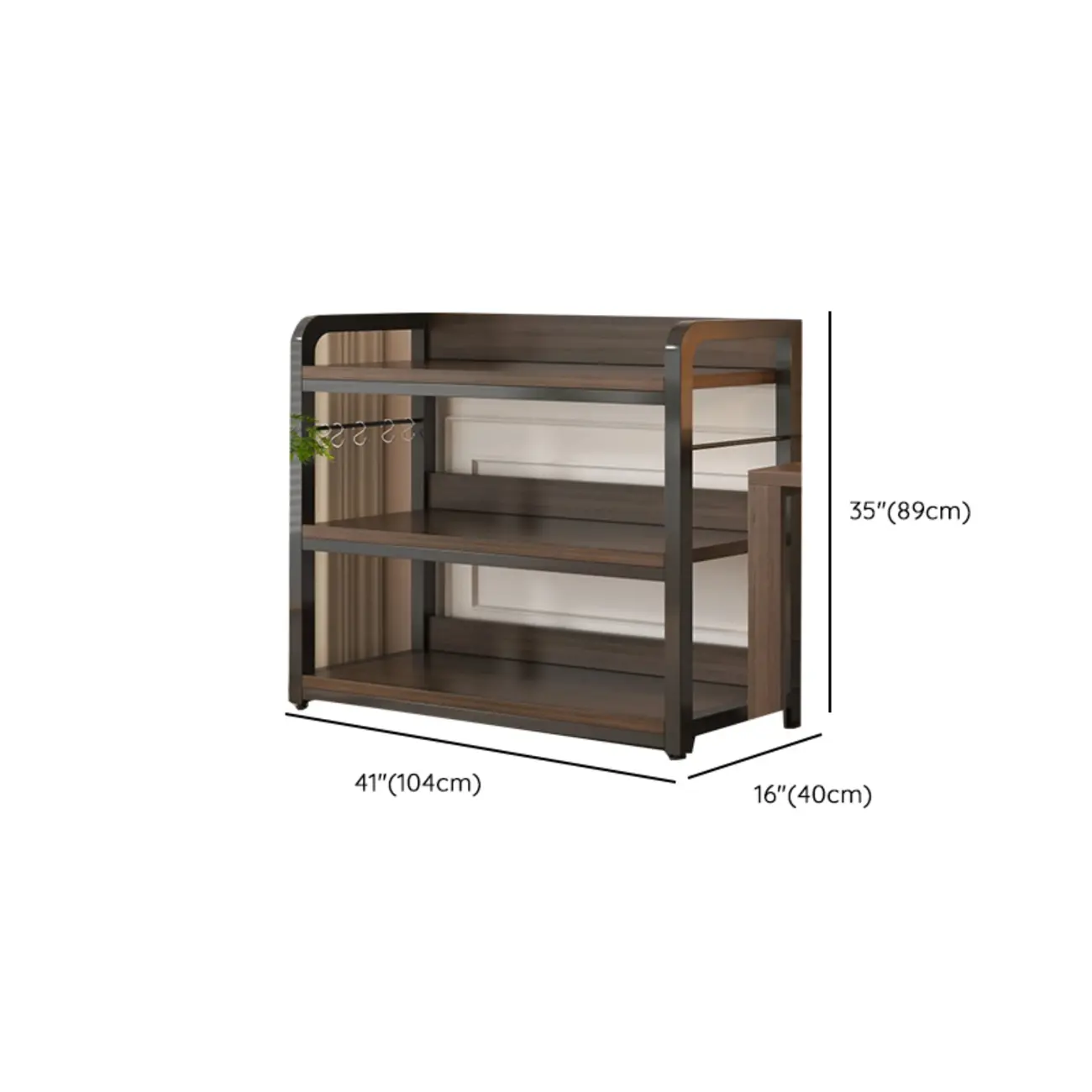 Black Wood Top Etagere Open Back Bookcase Steel Frame Image - 43 | homeyfad