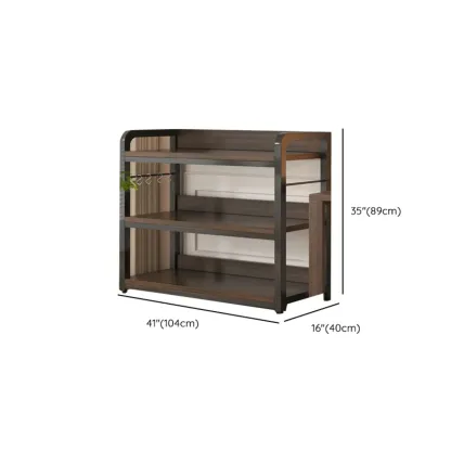 Black Wood Top Etagere Open Back Bookcase Steel Frame Image - 43