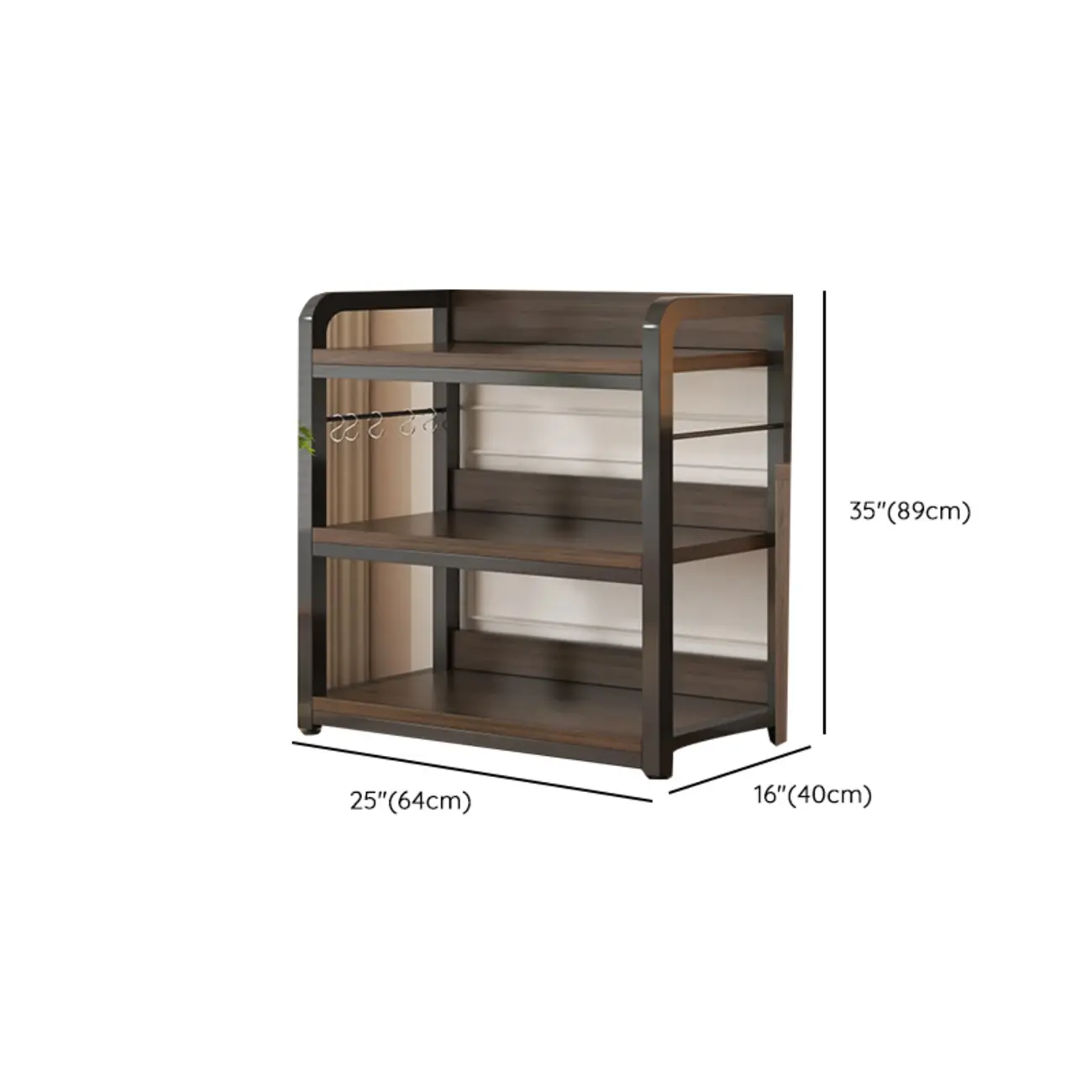 Black Wood Top Etagere Open Back Bookcase Steel Frame Image - 44 | homeyfad