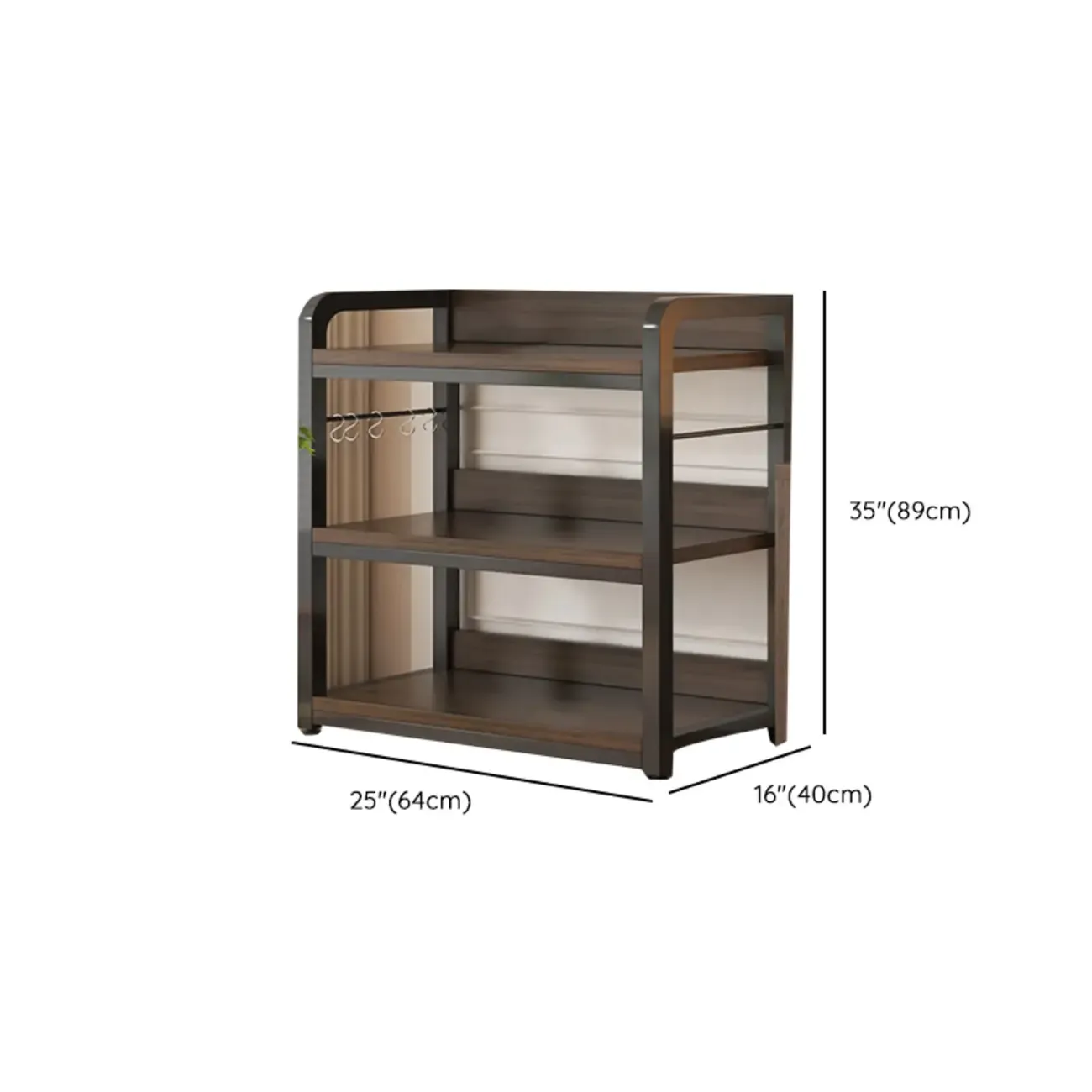 Black Wood Top Etagere Open Back Bookcase Steel Frame Image - 44