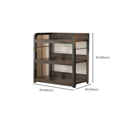 Black Wood Top Etagere Open Back Bookcase Steel Frame Image - 44