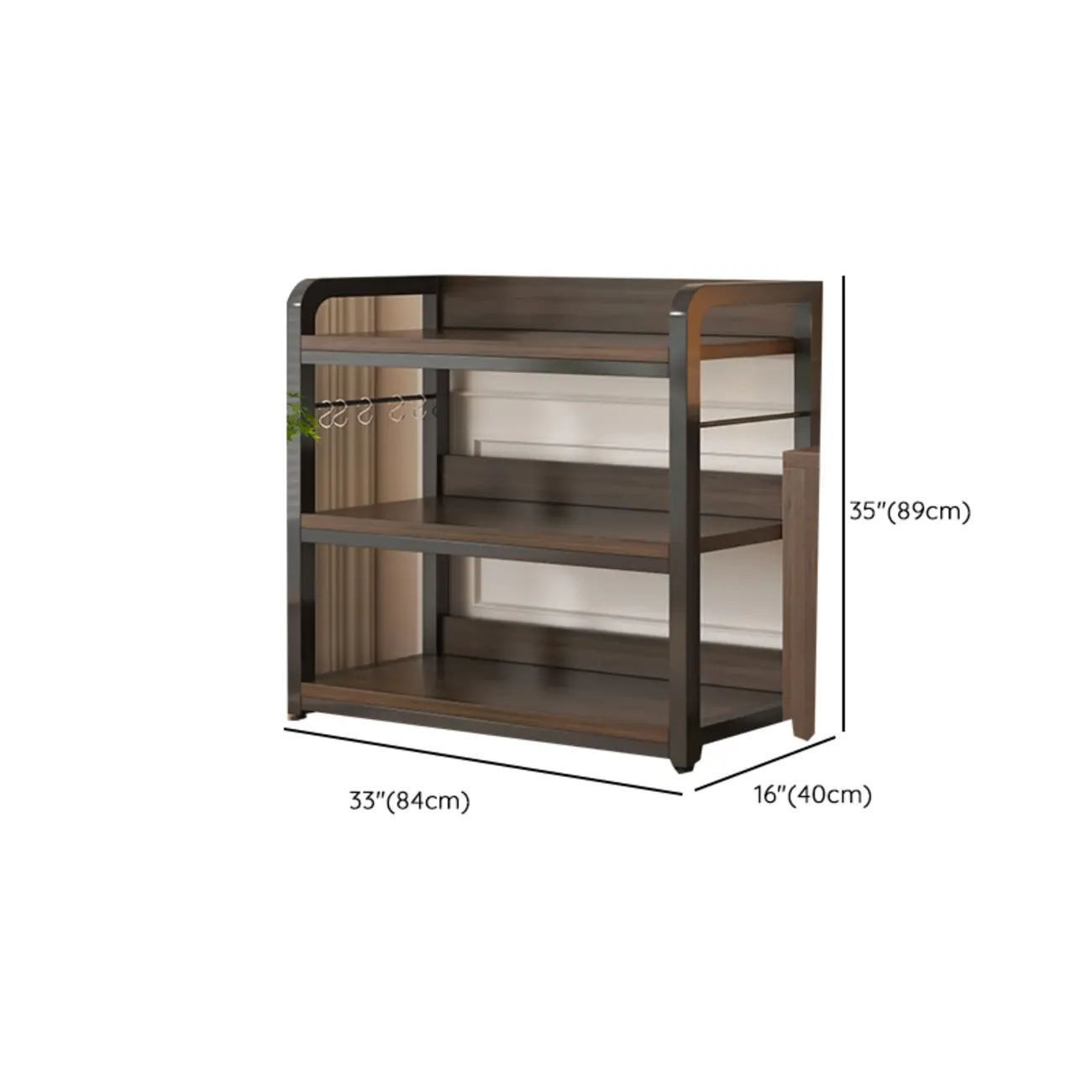 Black Wood Top Etagere Open Back Bookcase Steel Frame Image - 45 | homeyfad