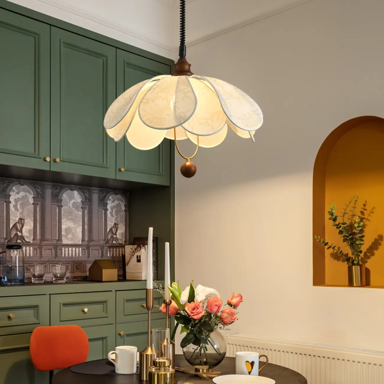 Art Deco Fabric Petal Blossom Hanging Pendant Light Fixture Image - 1 | homeyfad