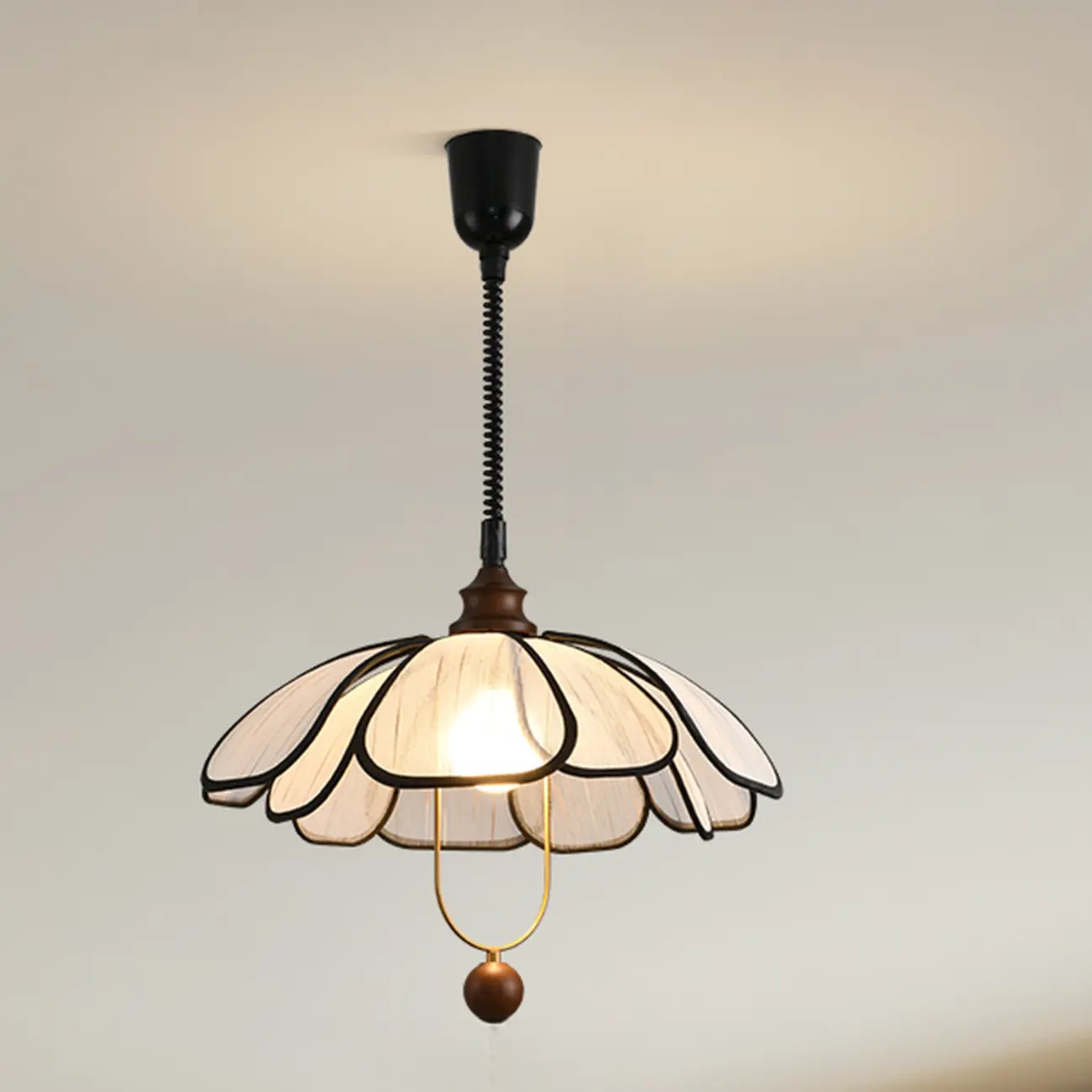 Art Deco Fabric Petal Blossom Hanging Pendant Light Fixture Image - 2 | homeyfad