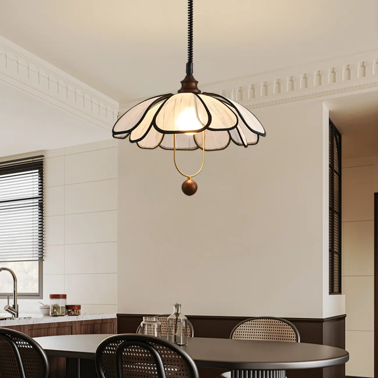 Art Deco Fabric Petal Blossom Hanging Pendant Light Fixture Image - 3 | homeyfad