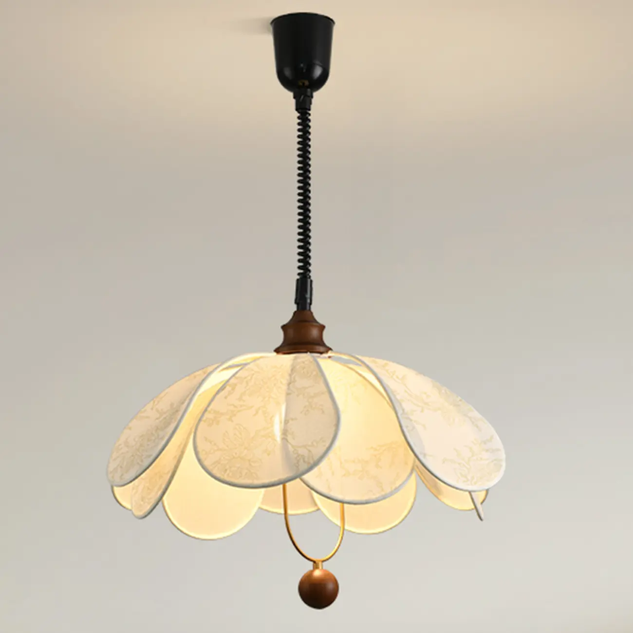 Art Deco Fabric Petal Blossom Hanging Pendant Light Fixture Image - 4 | homeyfad