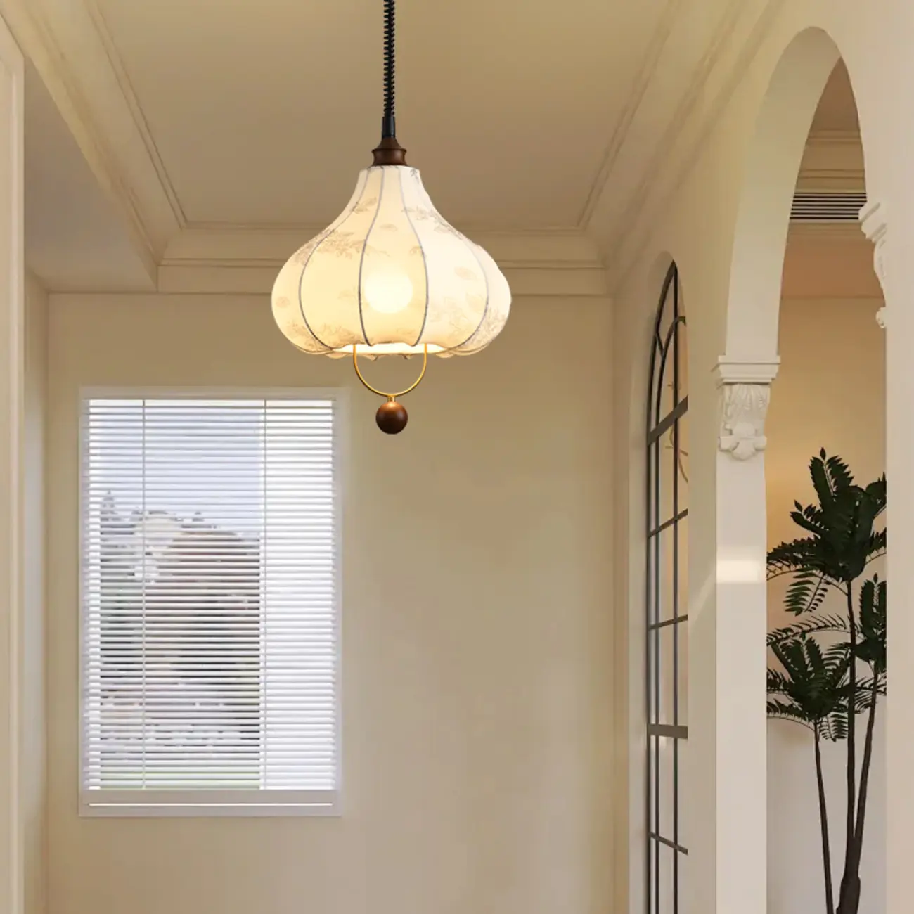 Art Deco Fabric Petal Blossom Hanging Pendant Light Fixture Image - 5 | homeyfad