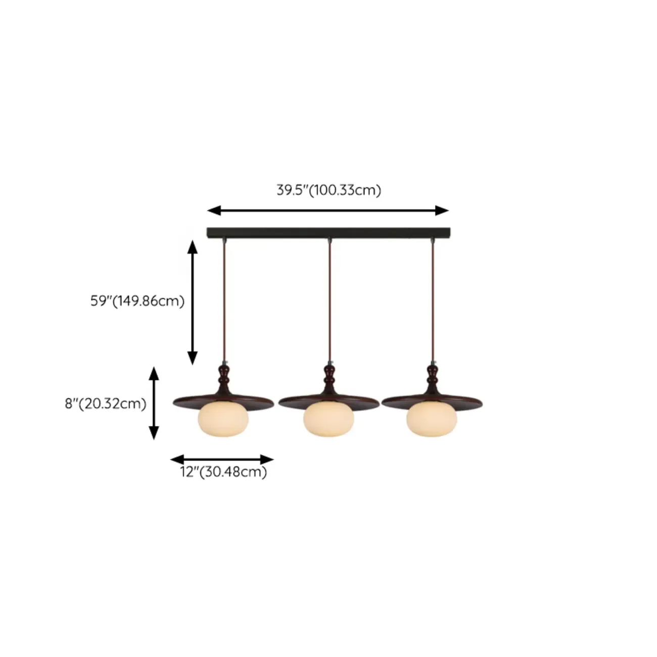 Modern Rustic Wood Disc Shape Adjustable Island Light for Dining Image - 10