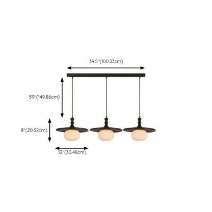 Modern Rustic Wood Disc Shape Adjustable Island Light for Dining Image - 10