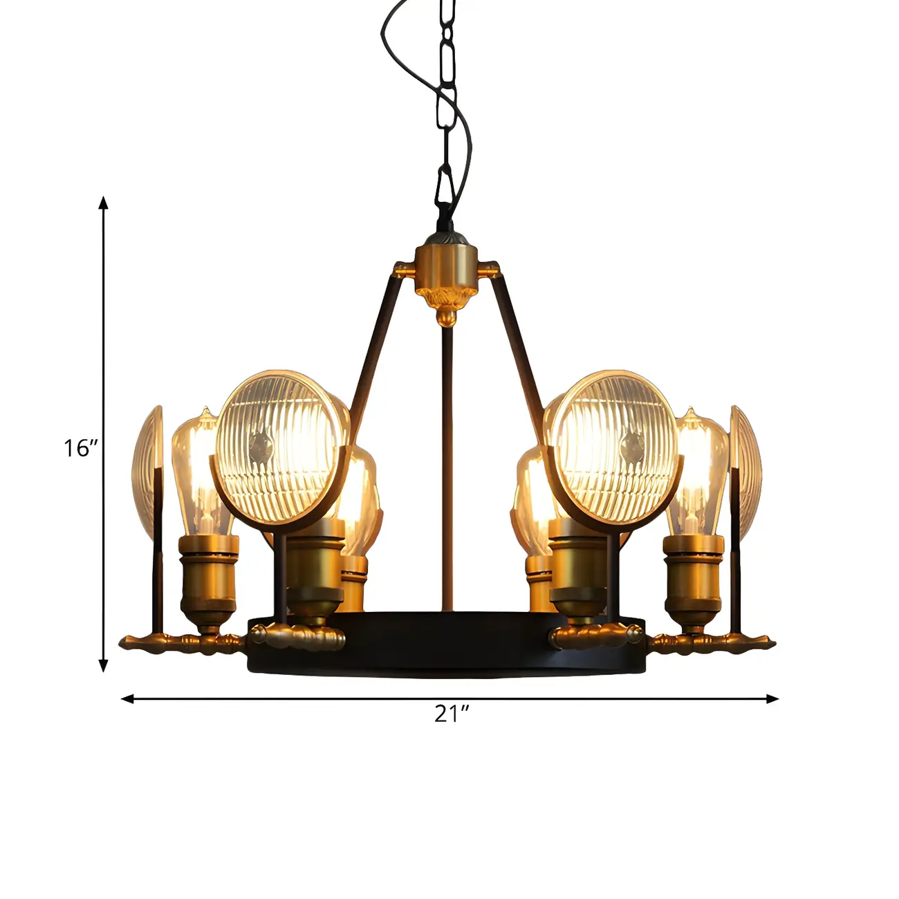 Grid Glass Lens Chandelier Lamp Vintage 6/9/12 Lights Restaurant Hanging Light Kit in Black | homeyfad