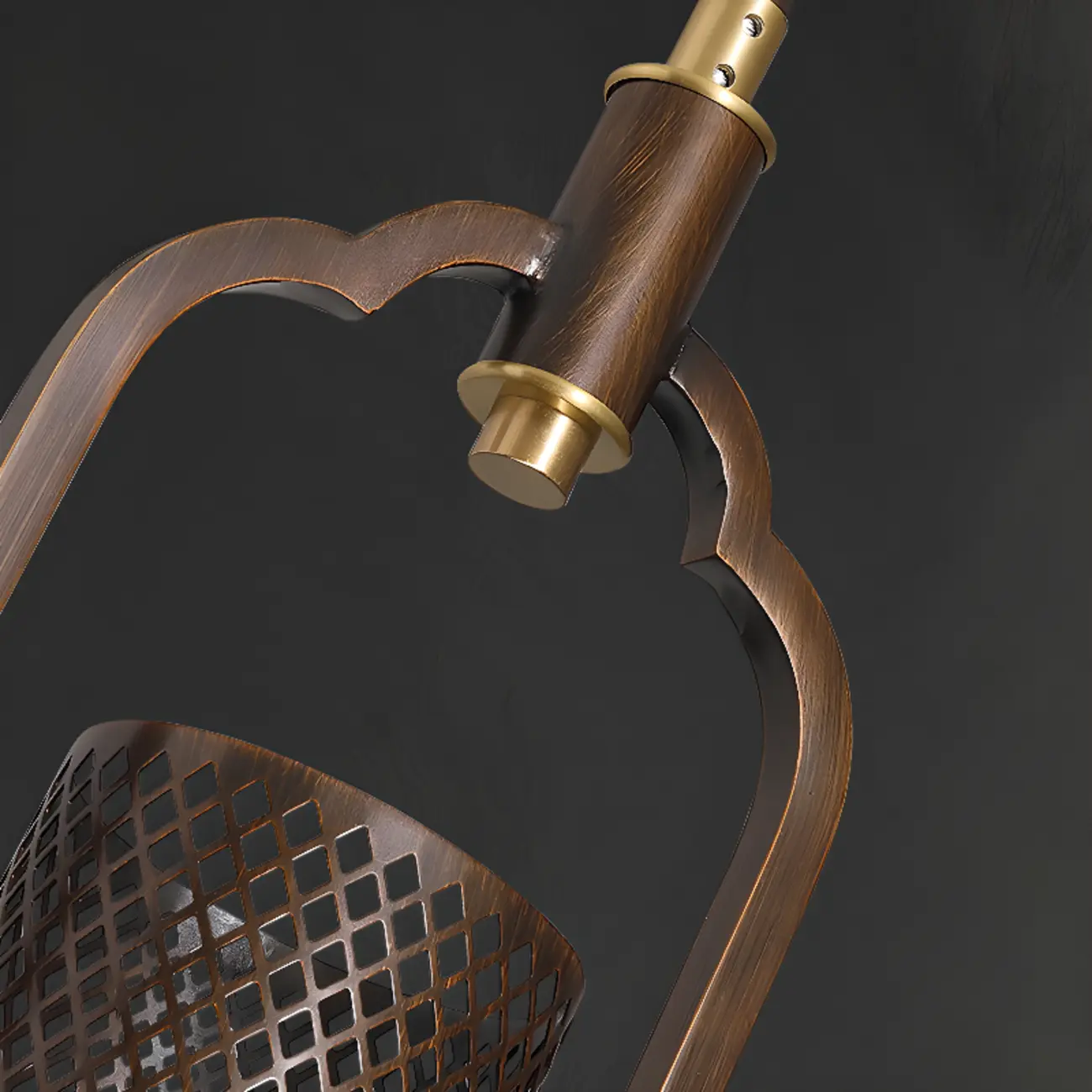 Antique Brass Cylinder Pendant Light with Copper Mesh Shade | homeyfad