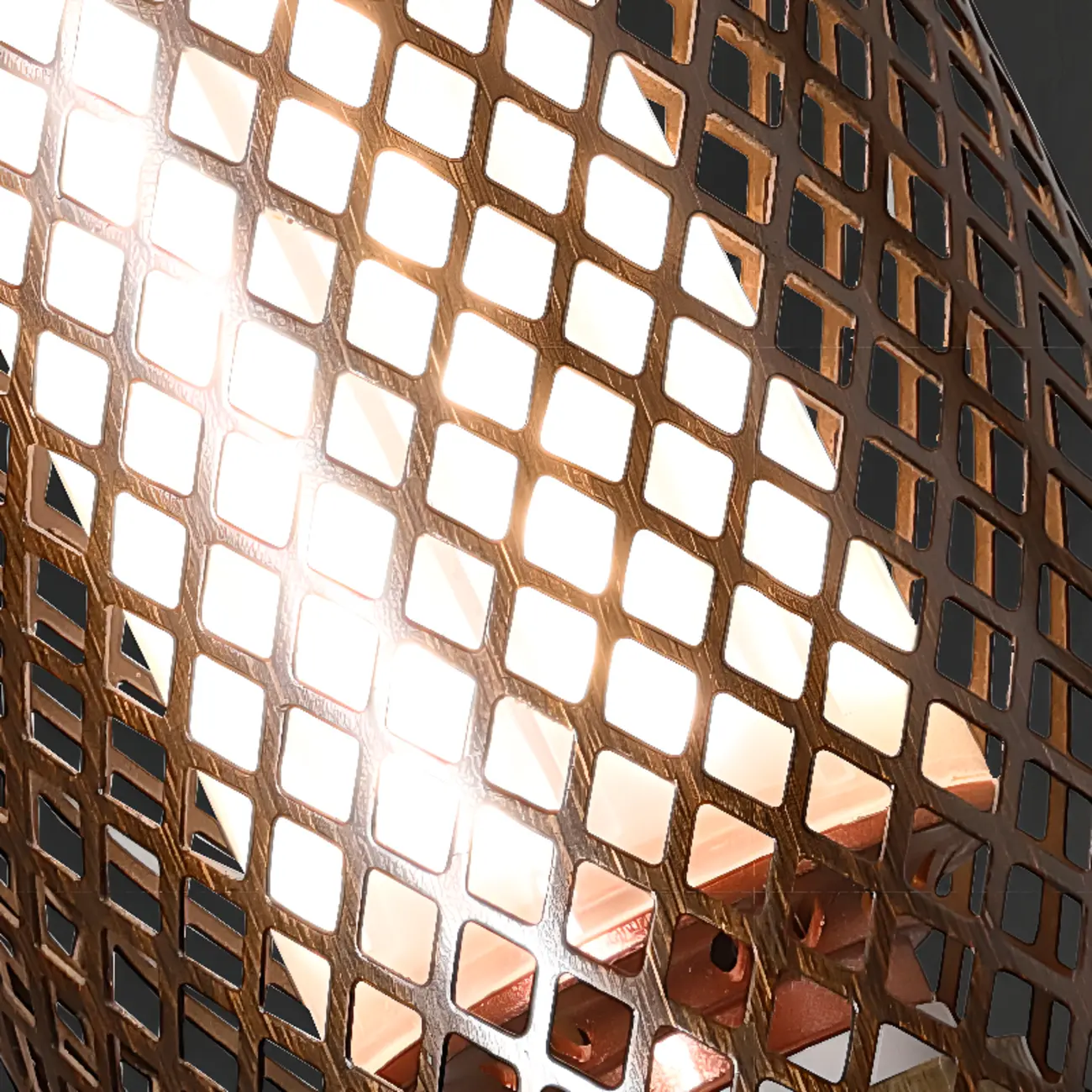 Antique Brass Cylinder Pendant Light with Copper Mesh Shade | homeyfad