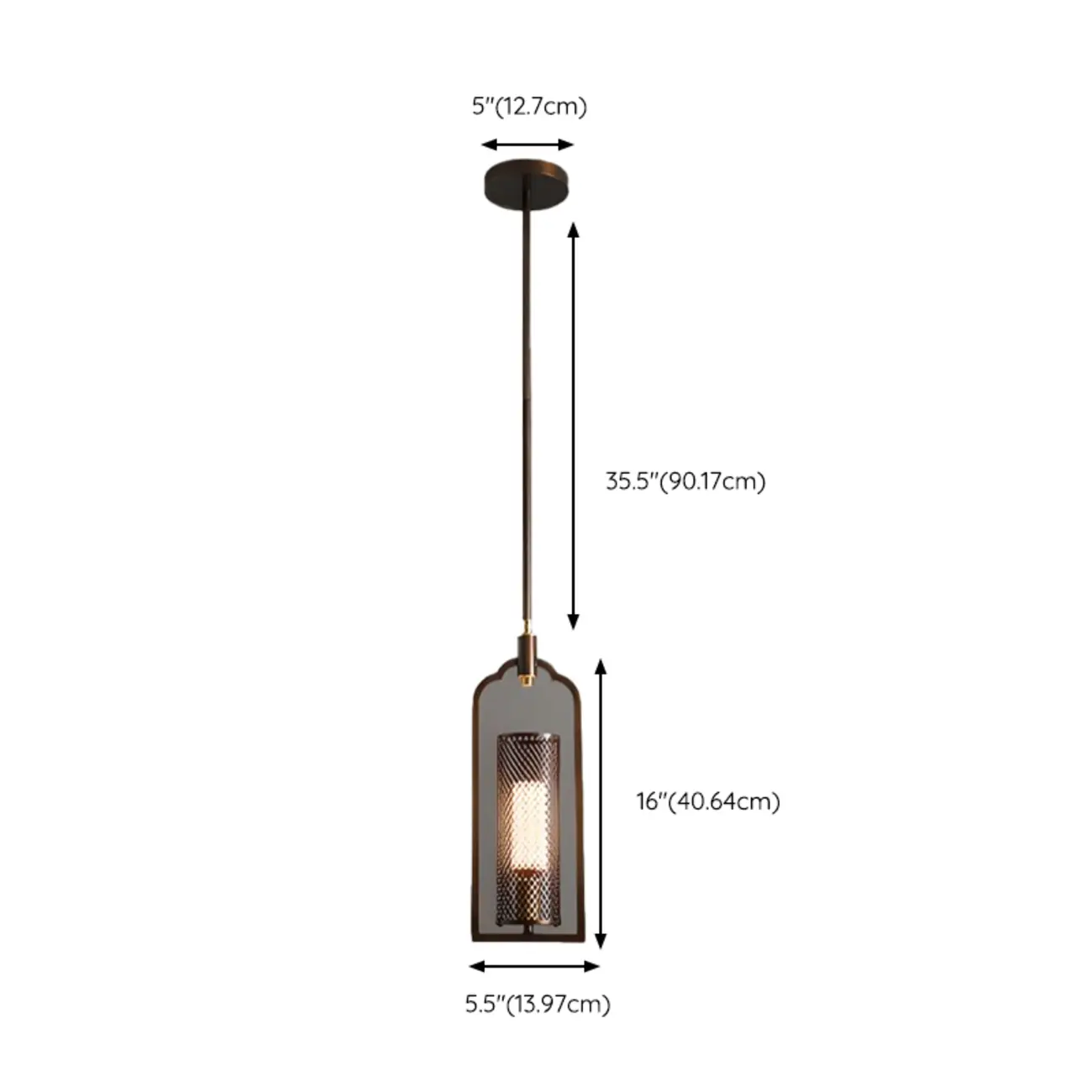 Antique Brass Cylinder Pendant Light with Copper Mesh Shade | homeyfad