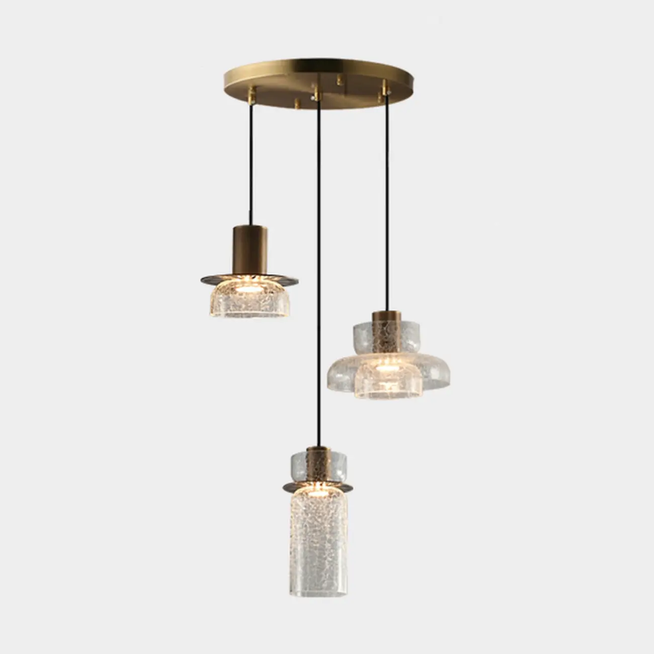 Modern Amber Crackle Glass Warm LED Pendant Light Image - 13 | homeyfad