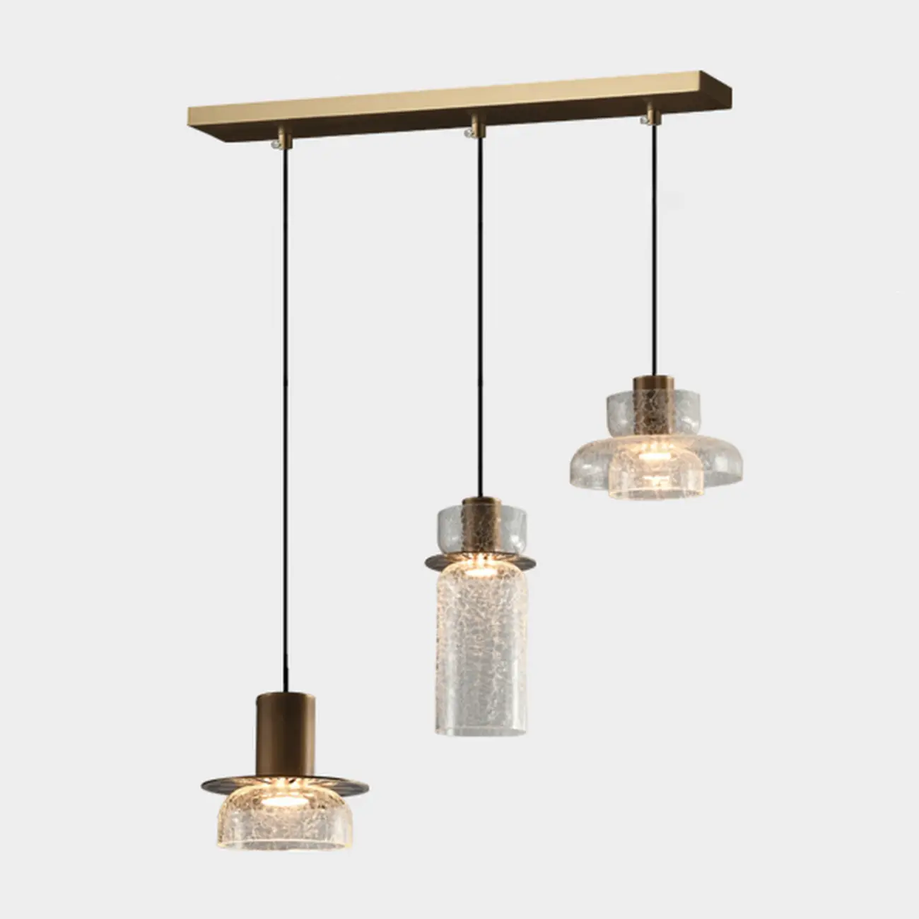 Modern Amber Crackle Glass Warm LED Pendant Light Image - 14 | homeyfad