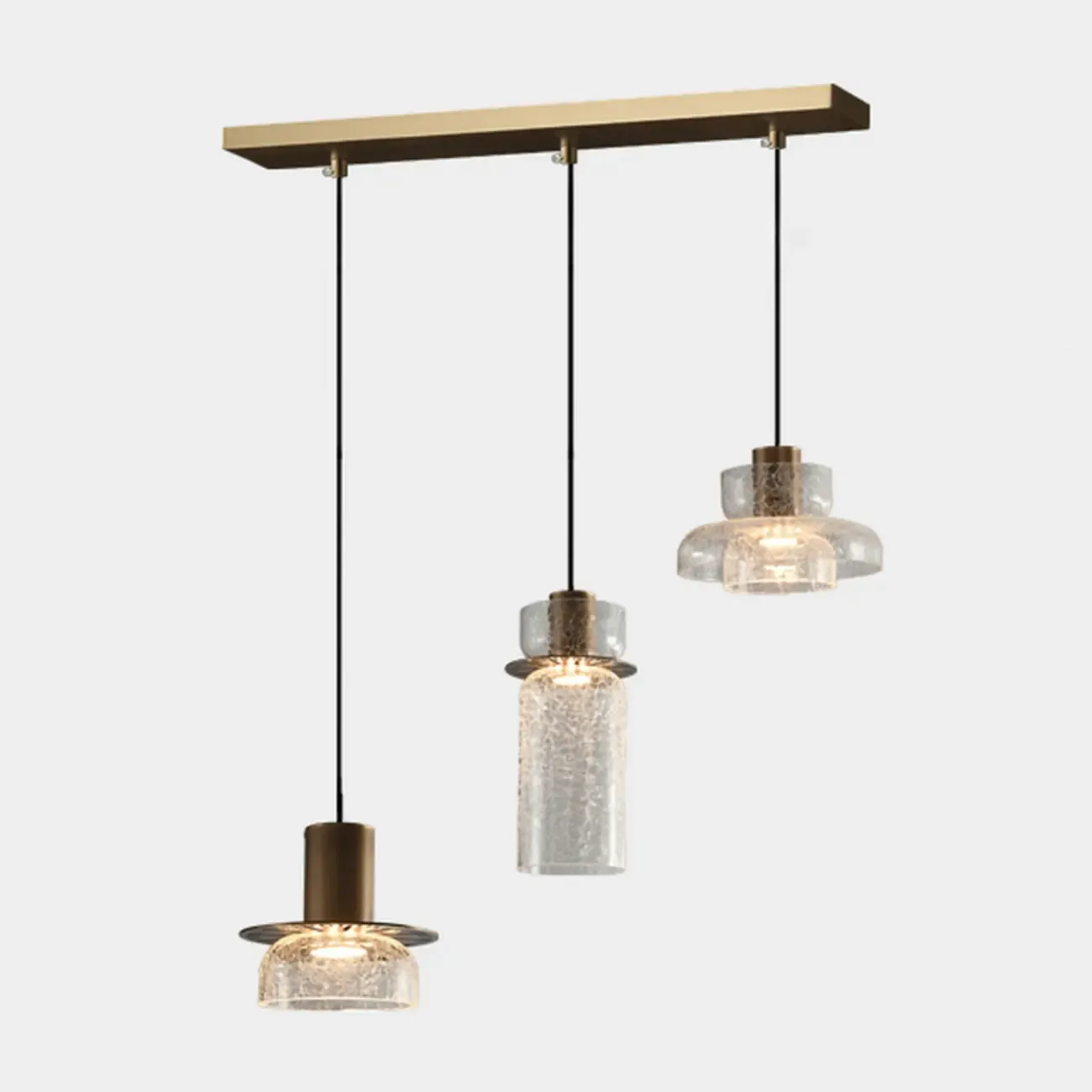 Modern Amber Crackle Glass Warm LED Pendant Light Image - 14