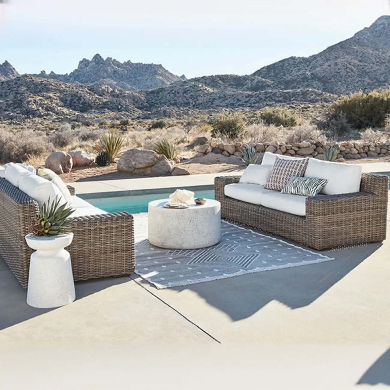 63"L Wicker Outdoor Patio Sofa in Waterproof Image - 1 | homeyfad