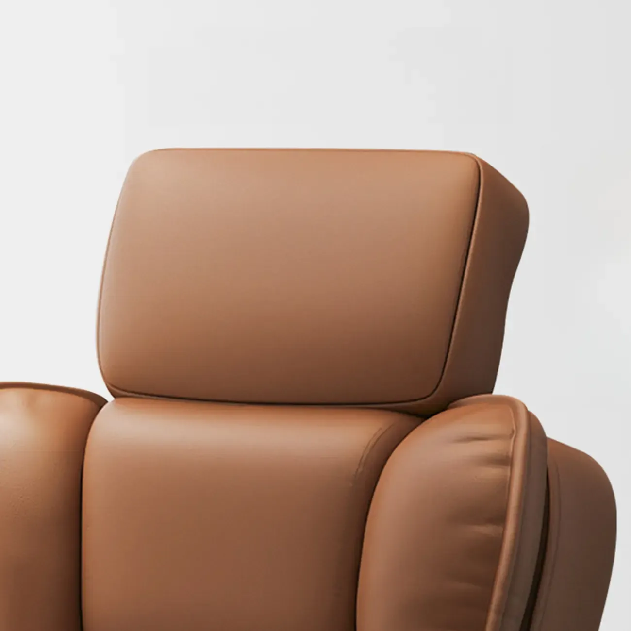 Ergonomic Brown Leather Reclining Office Chair Image - 9