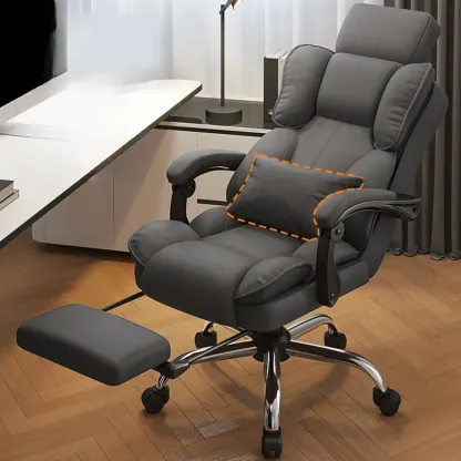 Ergonomic Brown Leather Reclining Office Chair Image - 13