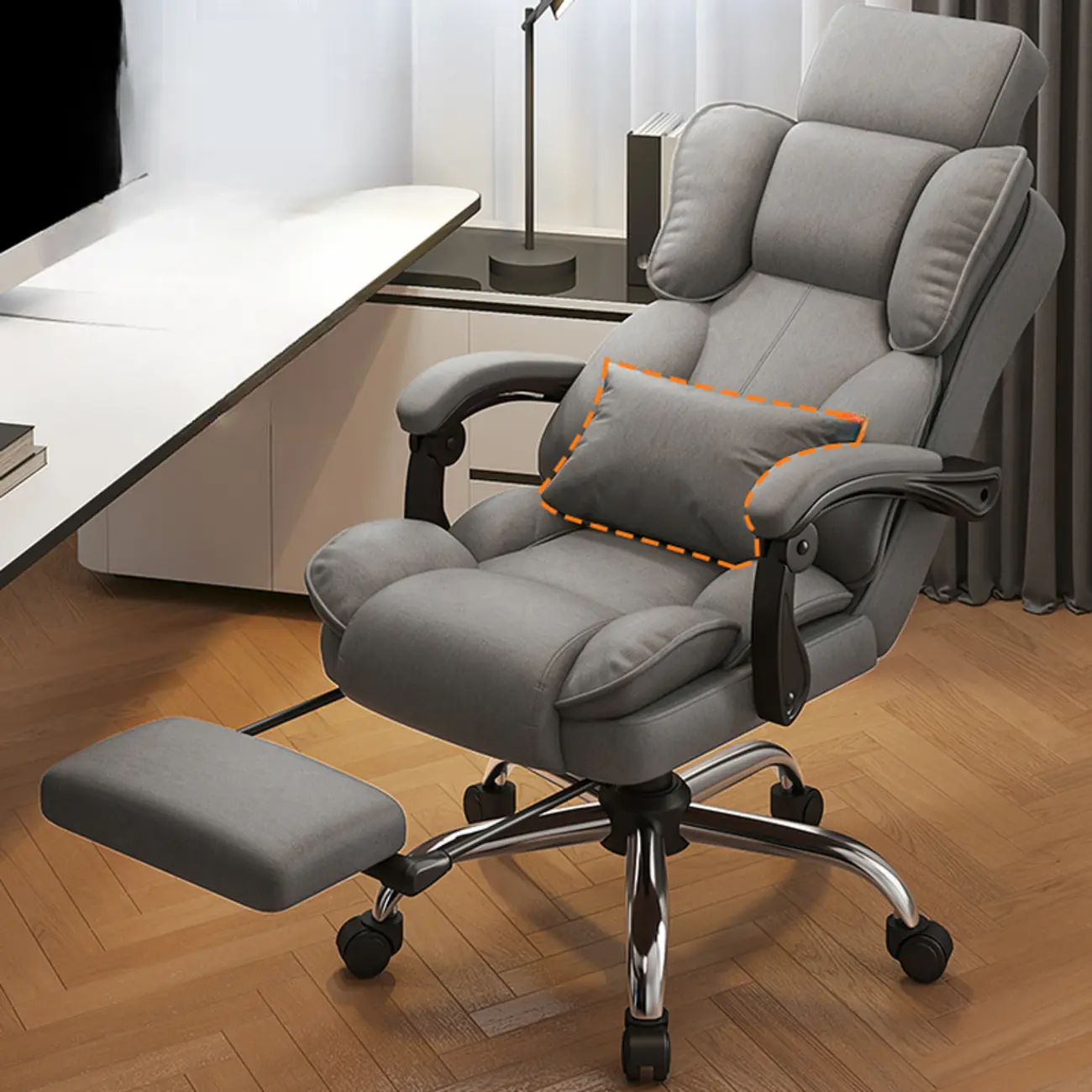 Ergonomic Brown Leather Reclining Office Chair Image - 14 | homeyfad