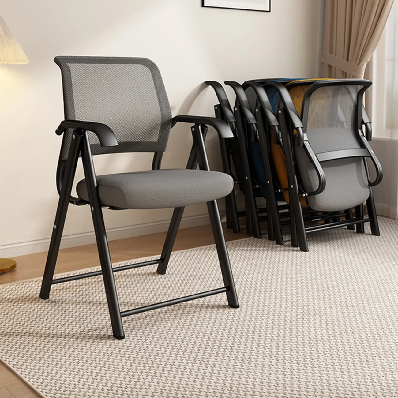 Modern Gray Mesh Folding Office Chair Image - 1 | homeyfad
