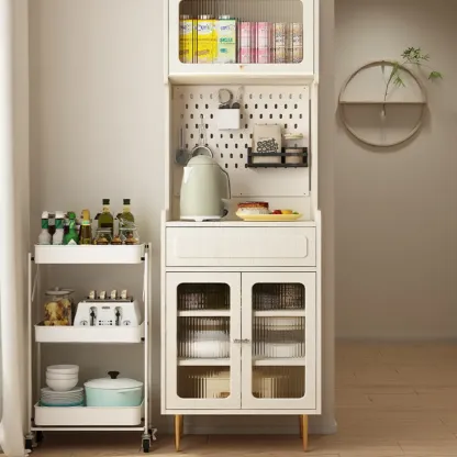 Black Rattan Kitchen Storage Sideboard with Drawers Image - 3