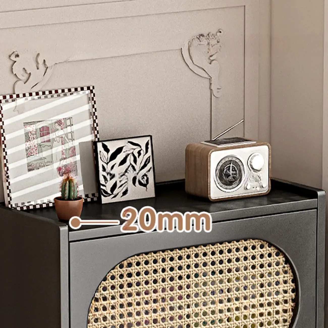 Black Rattan Kitchen Storage Sideboard with Drawers Image - 6