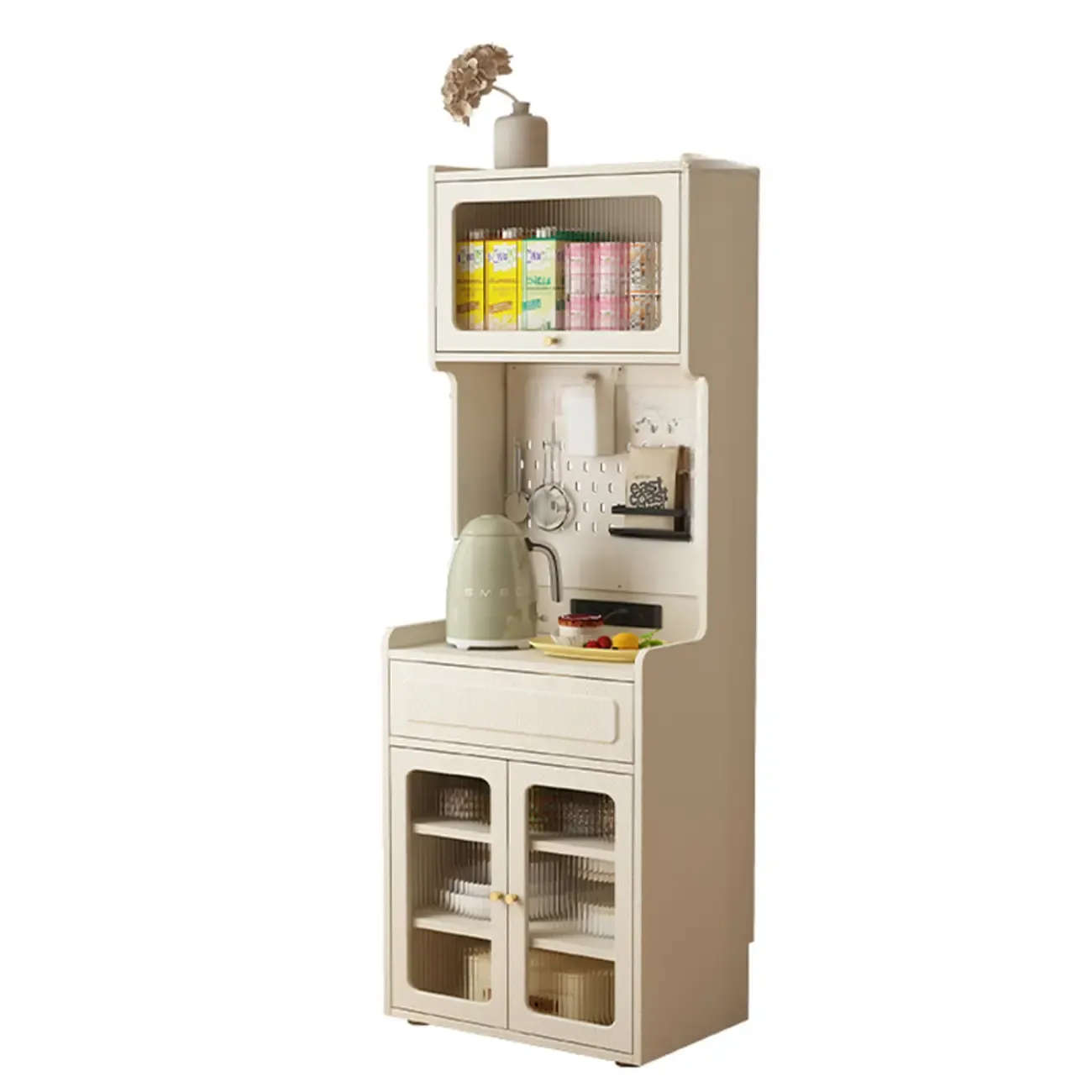 Black Rattan Kitchen Storage Sideboard with Drawers Image - 12