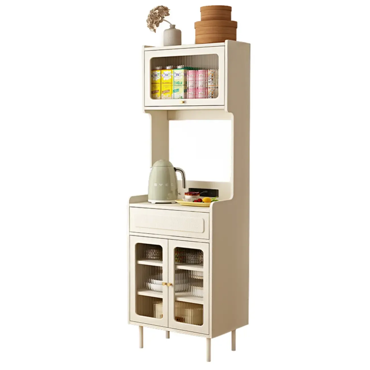 Black Rattan Kitchen Storage Sideboard with Drawers Image - 18