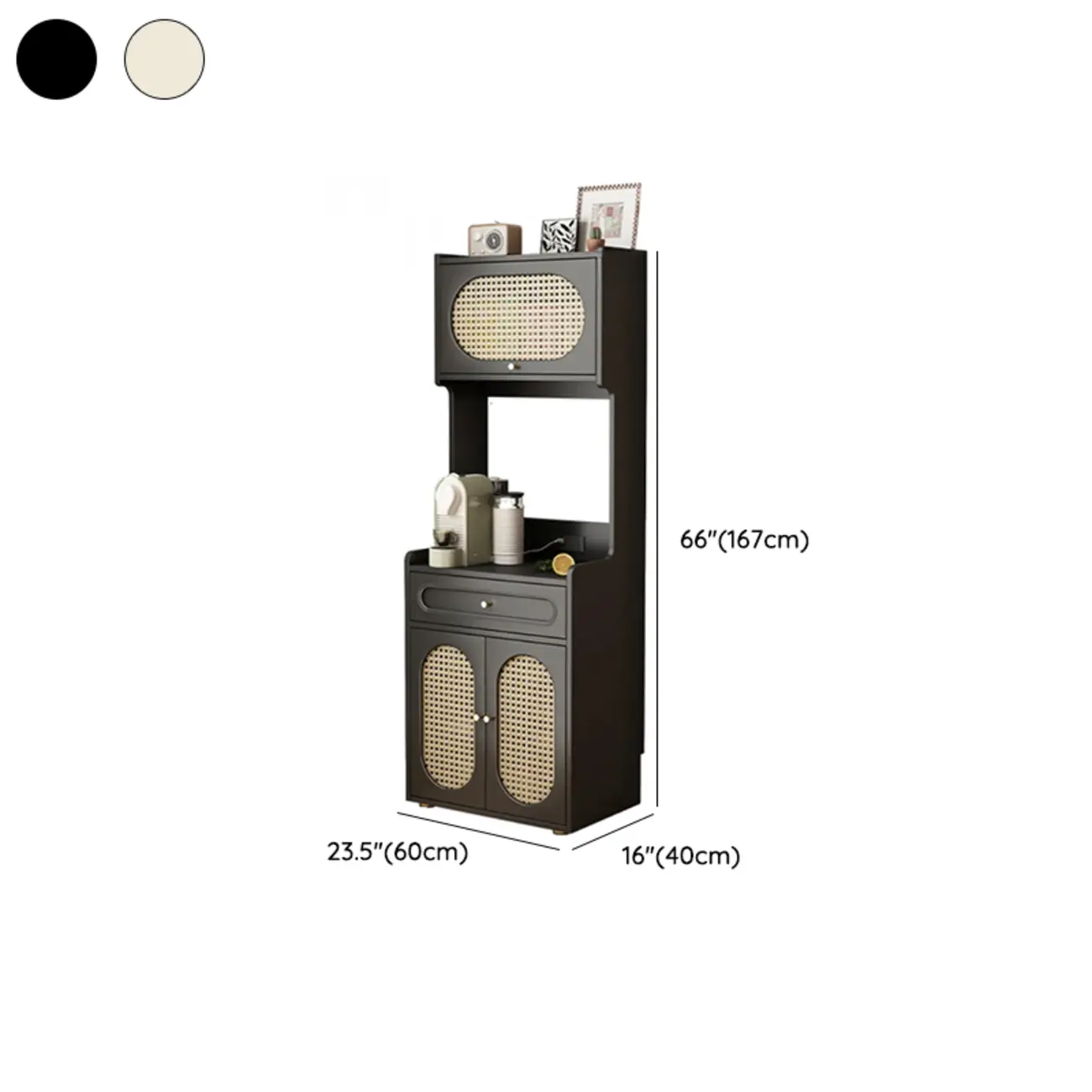 Black Rattan Kitchen Storage Sideboard with Drawers Image - 23 | homeyfad