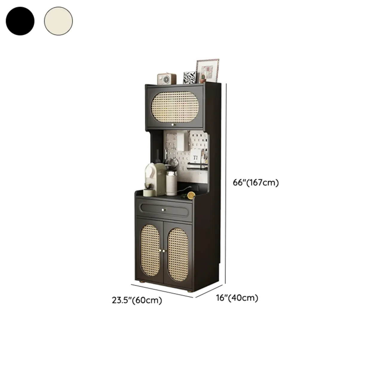 Black Rattan Kitchen Storage Sideboard with Drawers Image - 24 | homeyfad