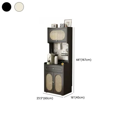 Black Rattan Kitchen Storage Sideboard with Drawers Image - 24