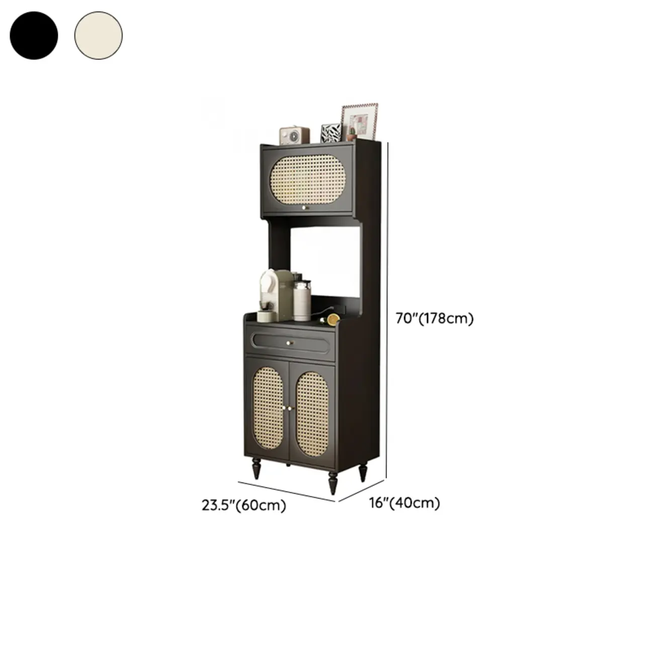 Black Rattan Kitchen Storage Sideboard with Drawers Image - 25 | homeyfad