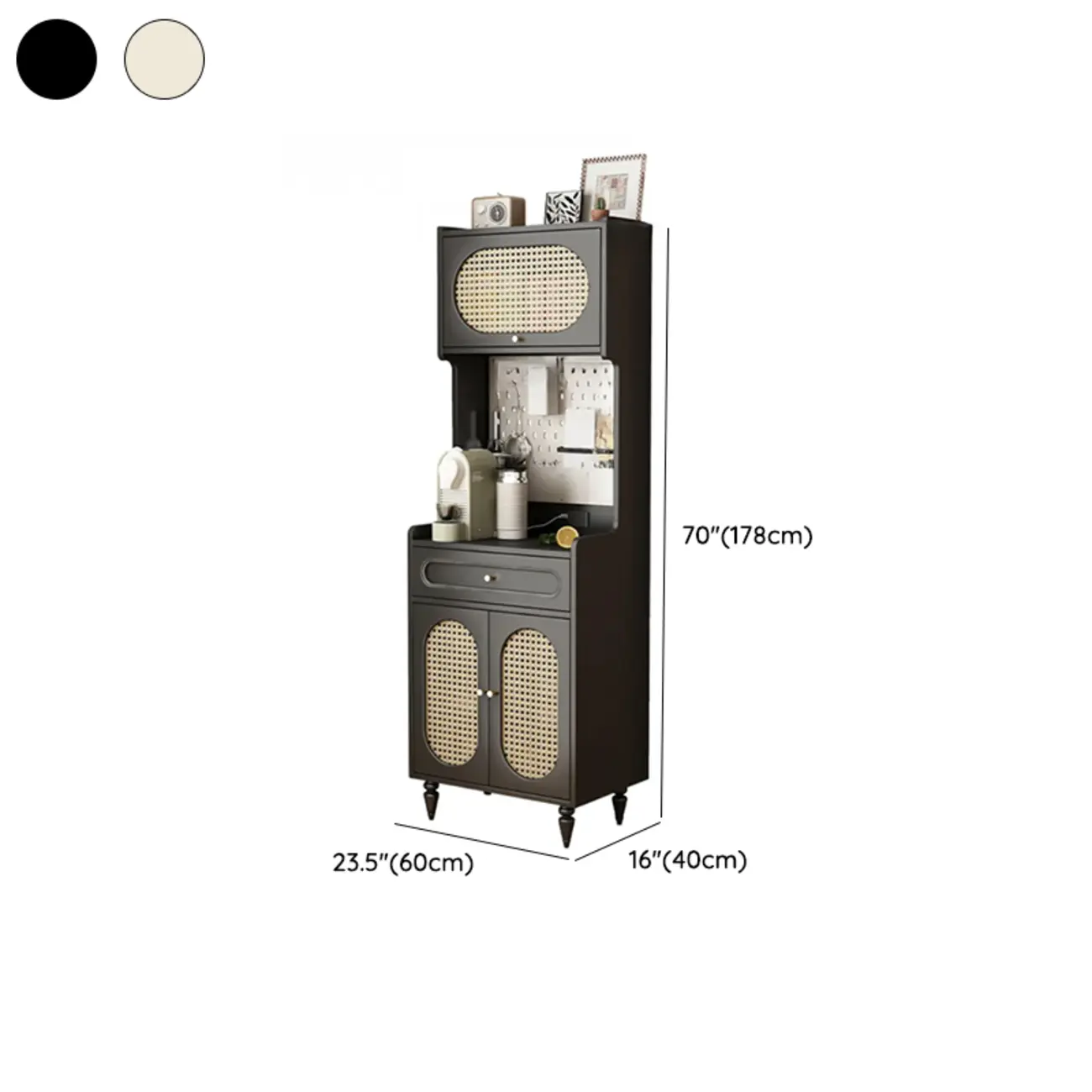 Black Rattan Kitchen Storage Sideboard with Drawers Image - 26 | homeyfad