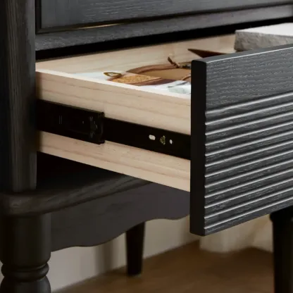 Nodic Wooden Glass Door Floor China Cabinet with Drawer Image - 10