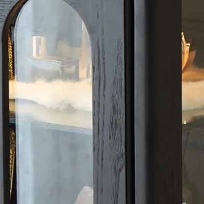 Nodic Wooden Glass Door Floor China Cabinet with Drawer Image - 11