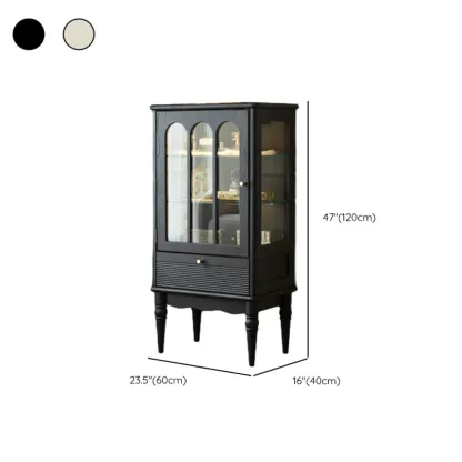 Nodic Wooden Glass Door Floor China Cabinet with Drawer #size