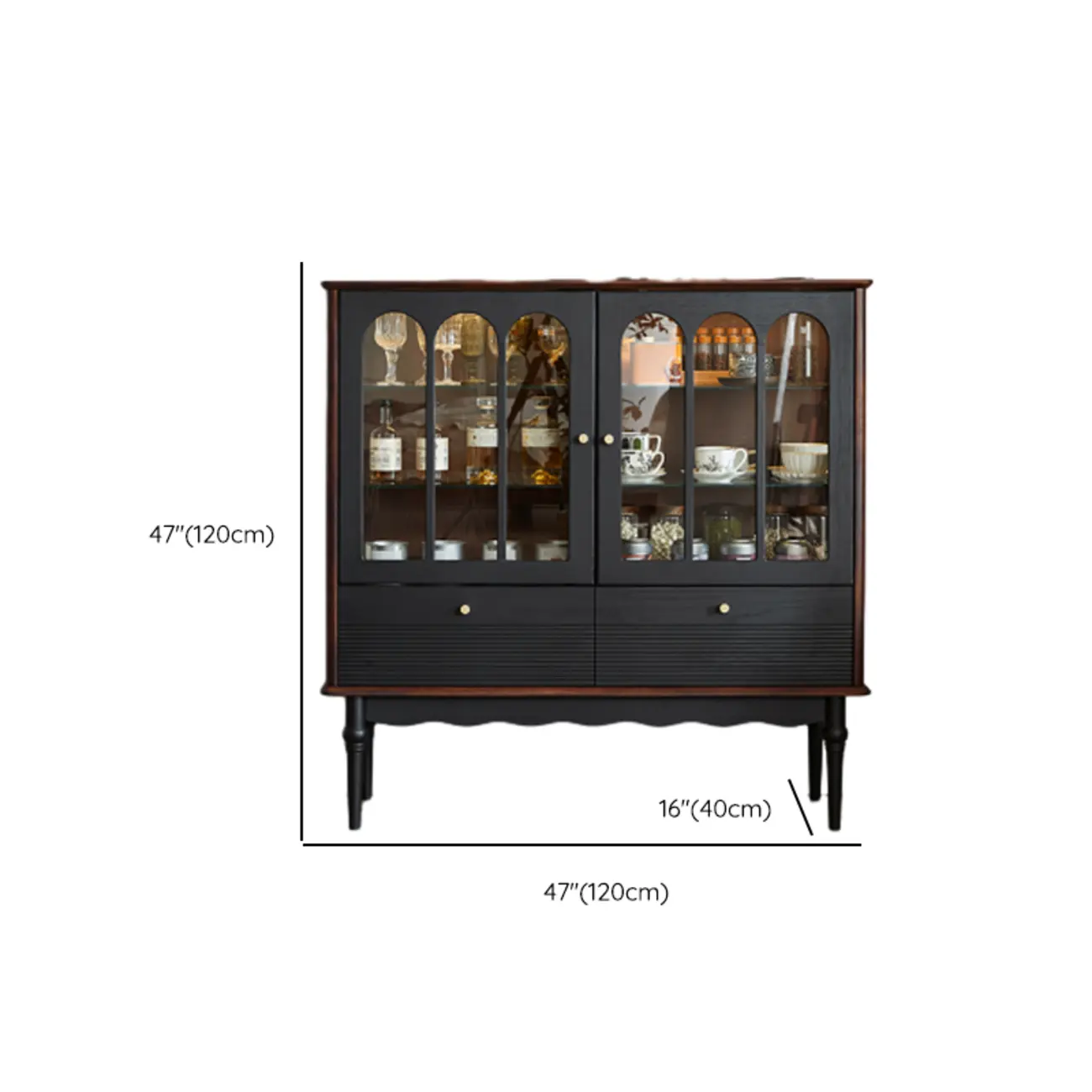 Nodic Wooden Glass Door Floor China Cabinet with Drawer Image - 15 | homeyfad