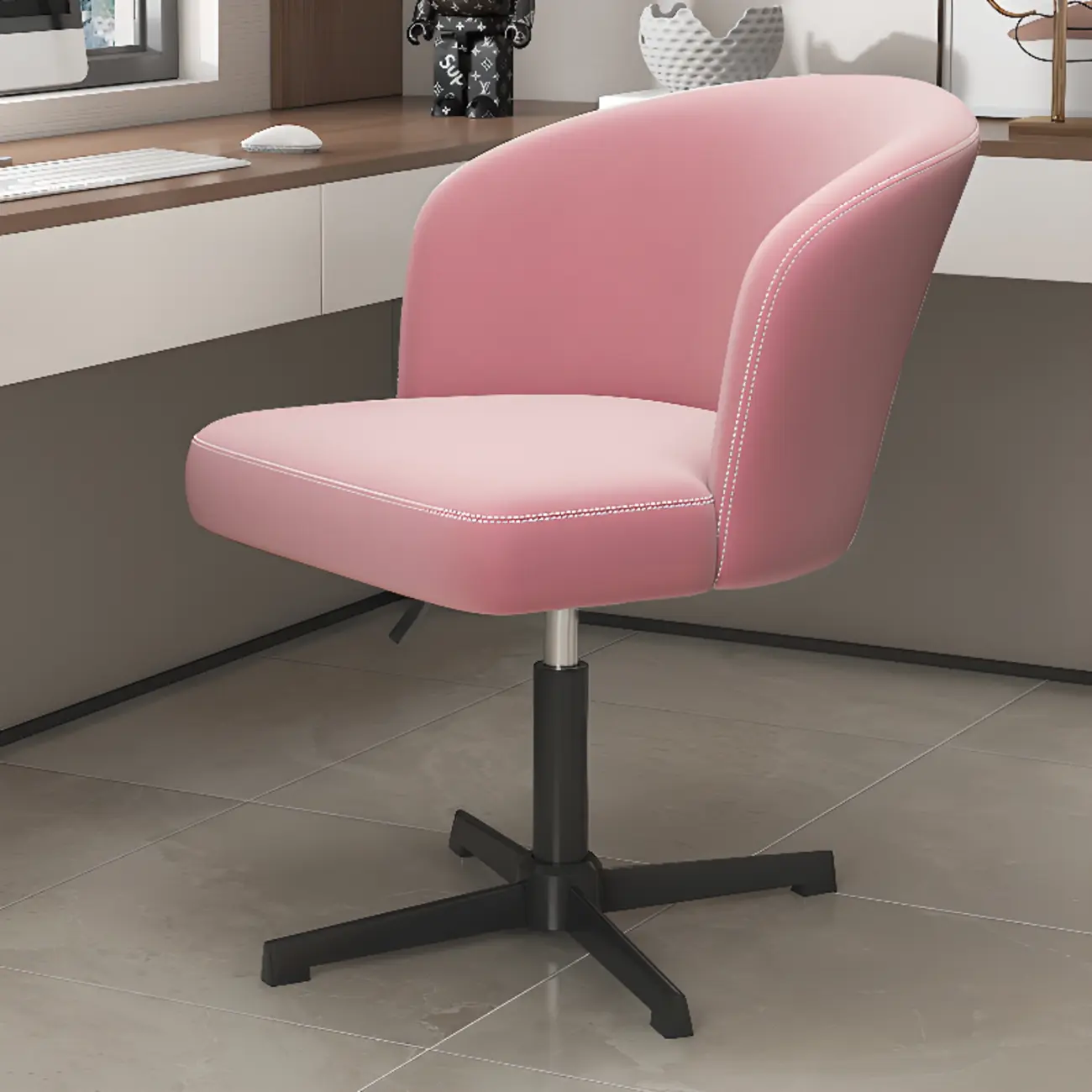 Elegant Orange Leather Swivel Office Chair Image - 17 | homeyfad