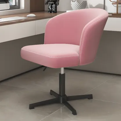 Elegant Orange Leather Swivel Office Chair Image - 17