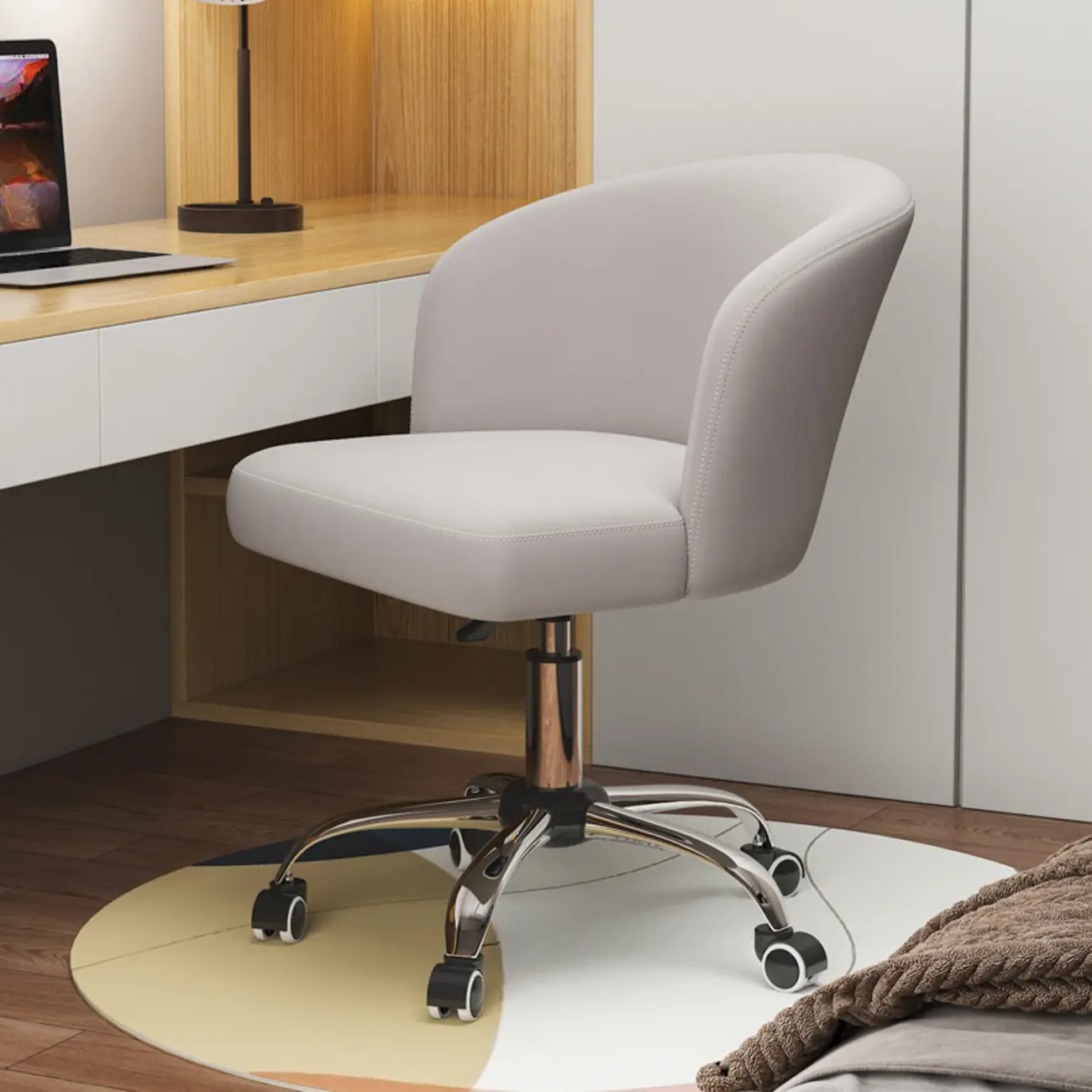 Elegant Orange Leather Swivel Office Chair Image - 12 | homeyfad