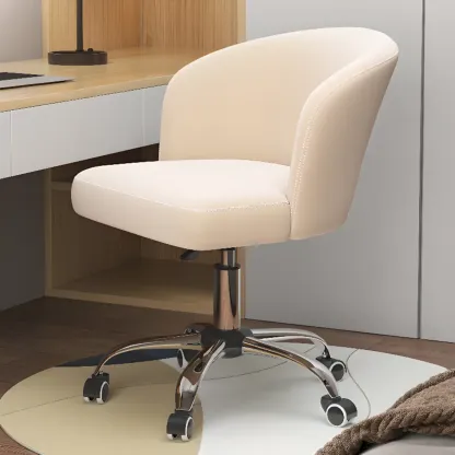 Elegant Orange Leather Swivel Office Chair Image - 14