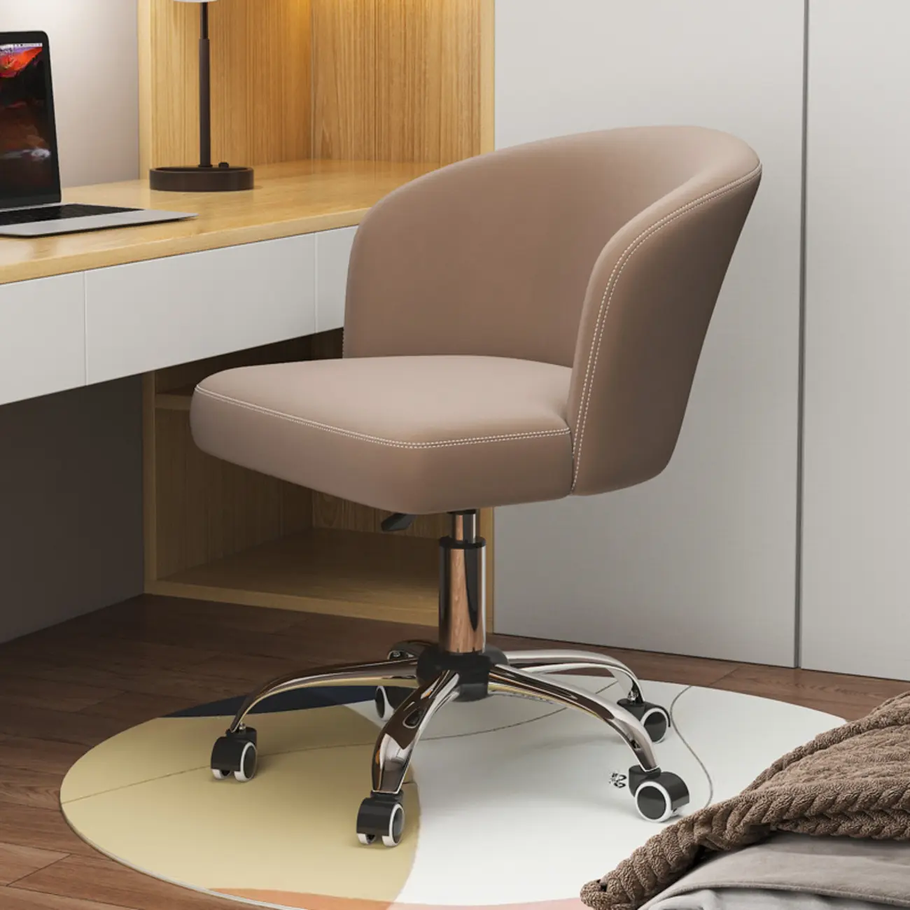 Elegant Orange Leather Swivel Office Chair Image - 15 | homeyfad