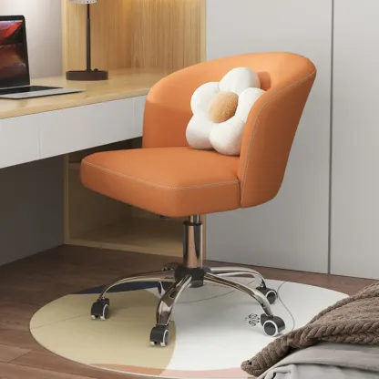 Elegant Orange Leather Swivel Office Chair Image - 5