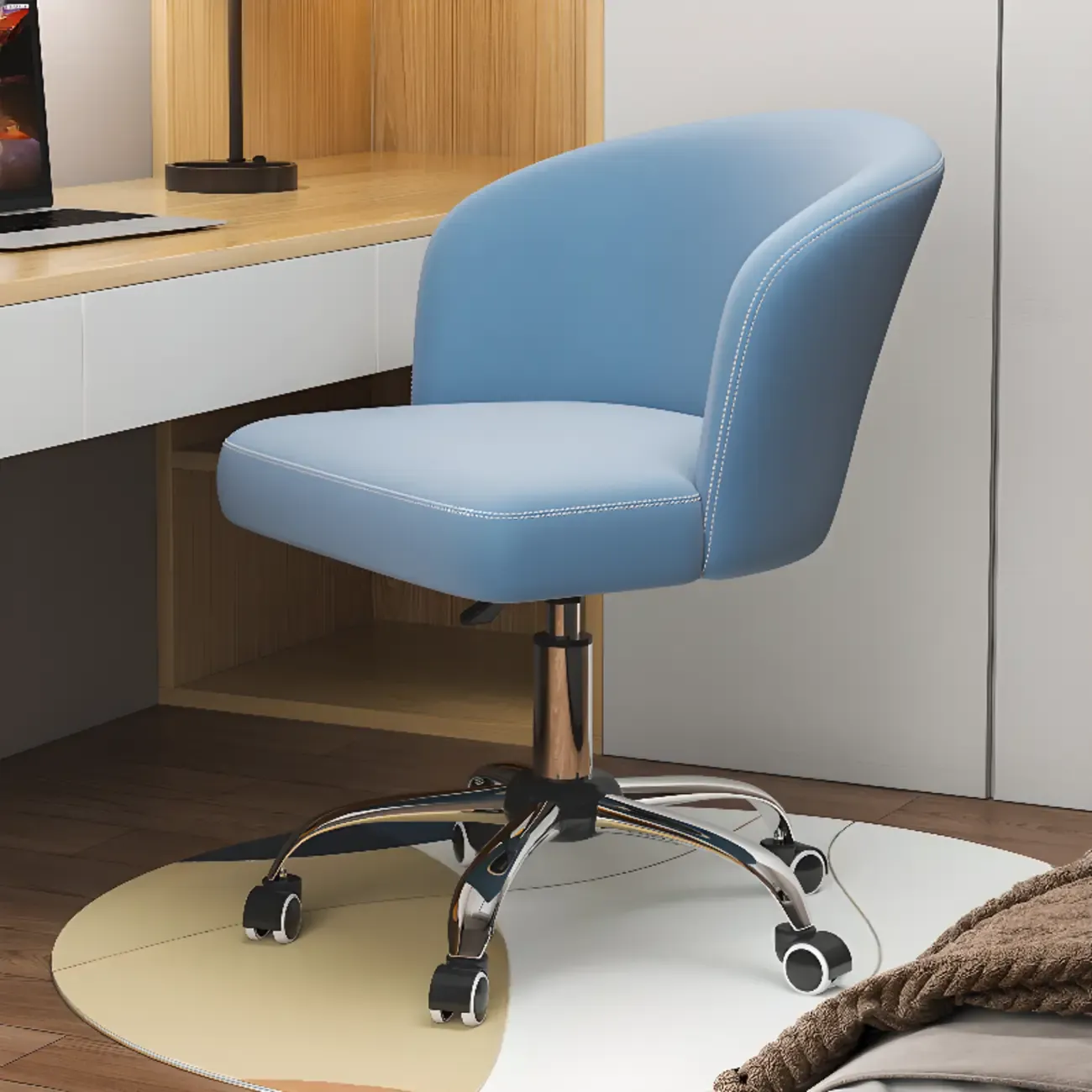 Elegant Orange Leather Swivel Office Chair Image - 16