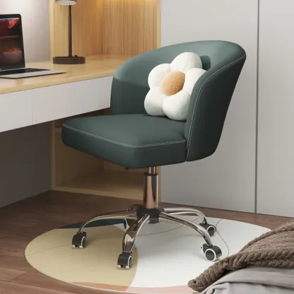 Elegant Orange Leather Swivel Office Chair Image - 7