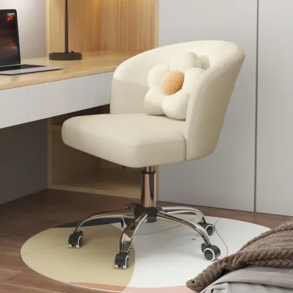 Elegant Orange Leather Swivel Office Chair Image - 10