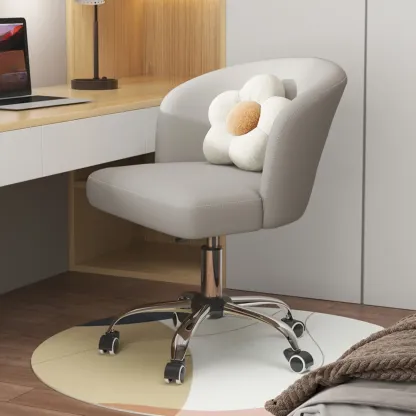 Elegant Orange Leather Swivel Office Chair Image - 9