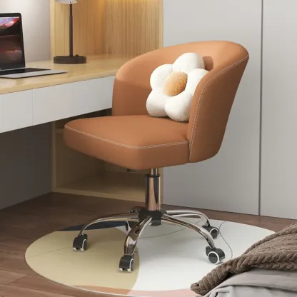 Elegant Orange Leather Swivel Office Chair Image - 8